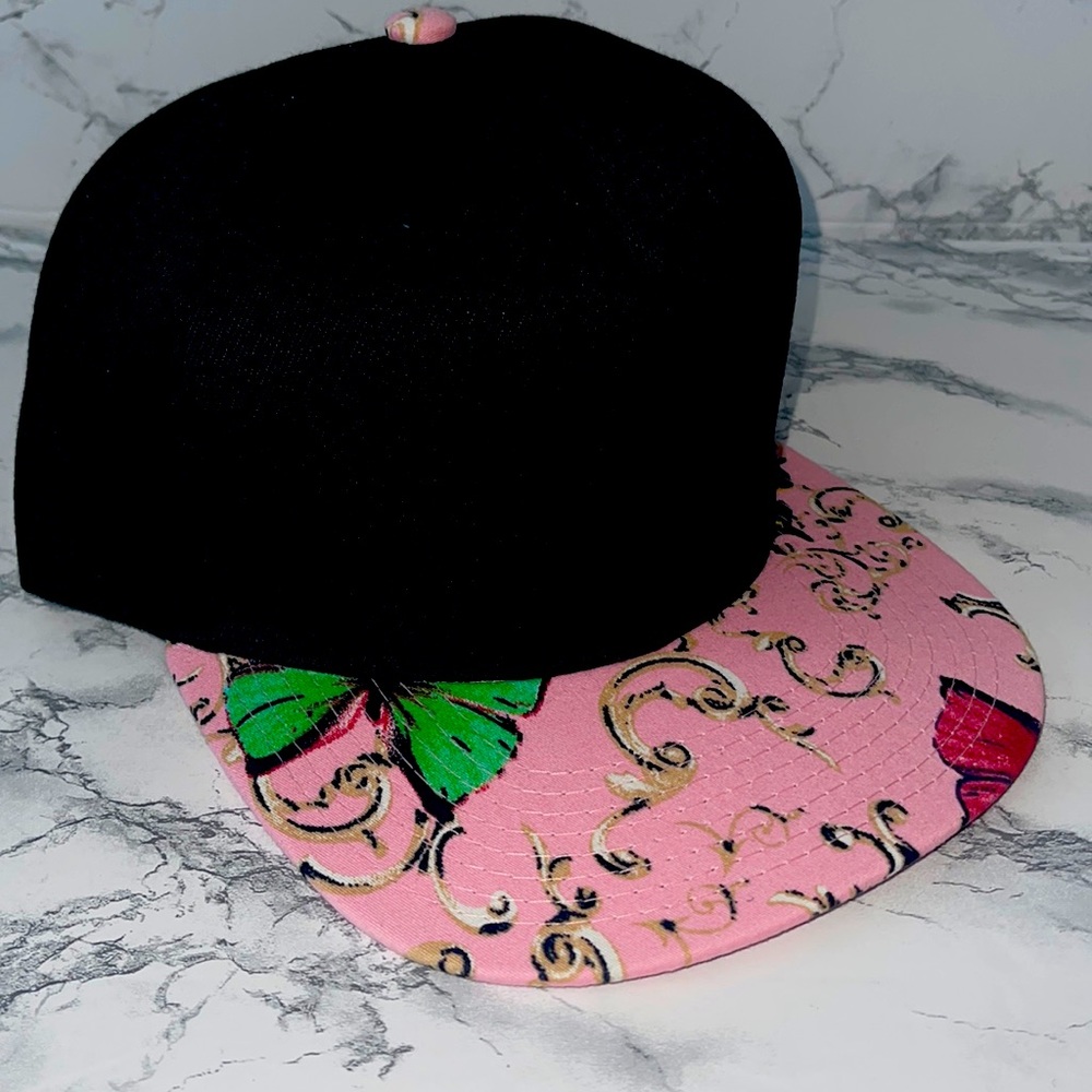 Girl pink brim black SnapBack hat